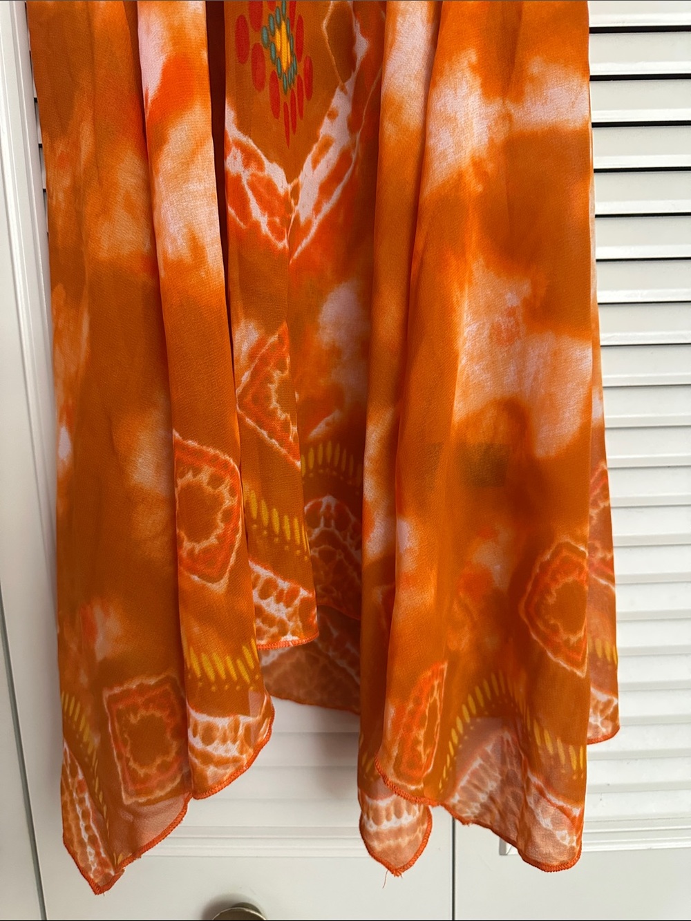 Unique Spectrum Orange Tie-Dye  Sheer Halter Top Size 1X - Picture 3 of 6